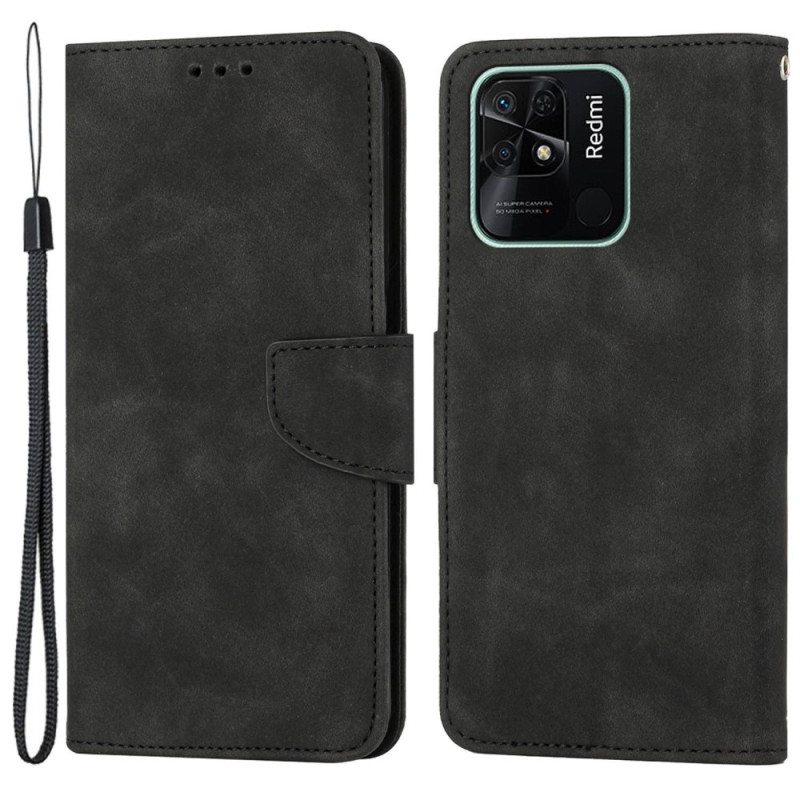 Flip Case Xiaomi Redmi 10C Yksivärinen Kaulanauha