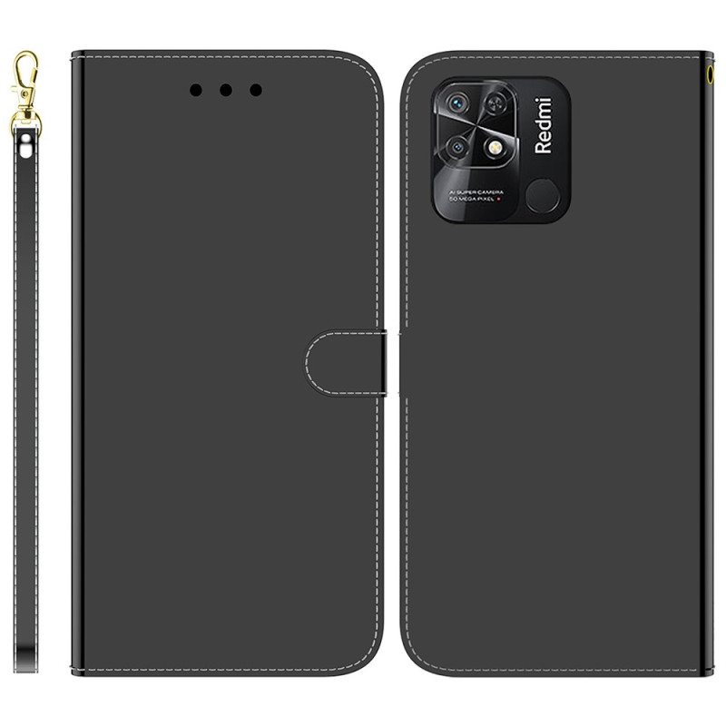 Kotelot Xiaomi Redmi 10C Keinopeilinahka Hihnalla