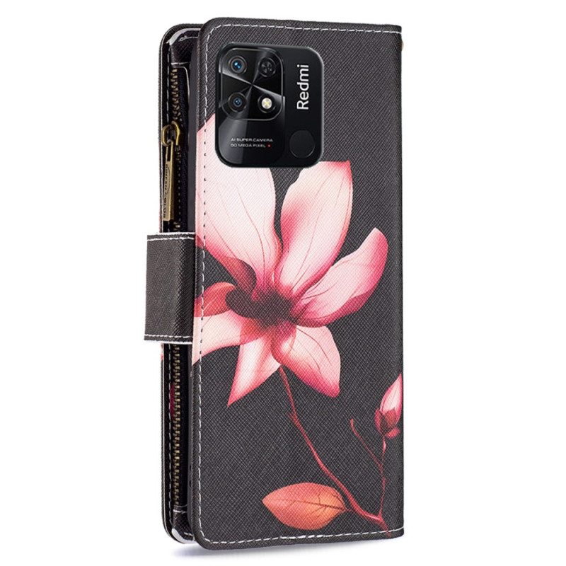 Kotelot Xiaomi Redmi 10C Kukkavetoketjullinen Tasku