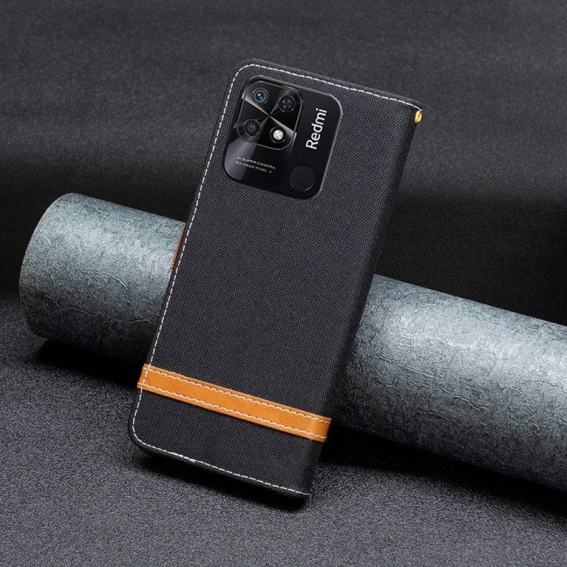 Kotelot Xiaomi Redmi 10C Suojaketju Kuori Kangas- Ja Nahkaefektihihna