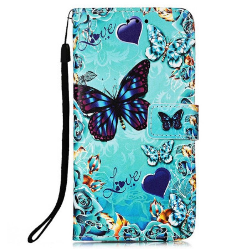 Kotelot Xiaomi Redmi 10C Suojaketju Kuori Strappy Flying Butterflies