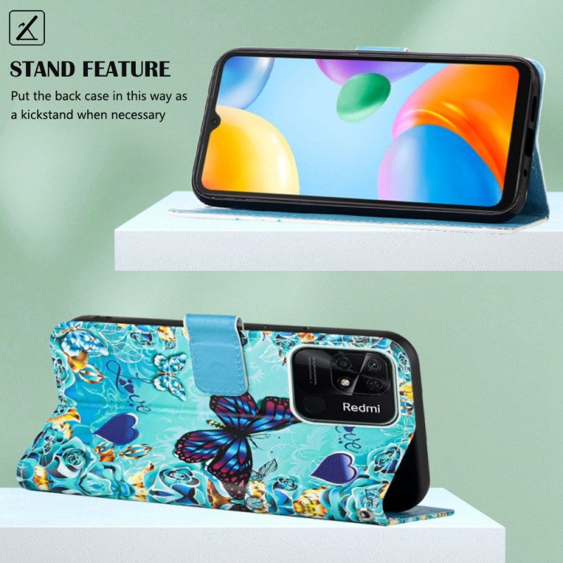 Kotelot Xiaomi Redmi 10C Suojaketju Kuori Strappy Flying Butterflies