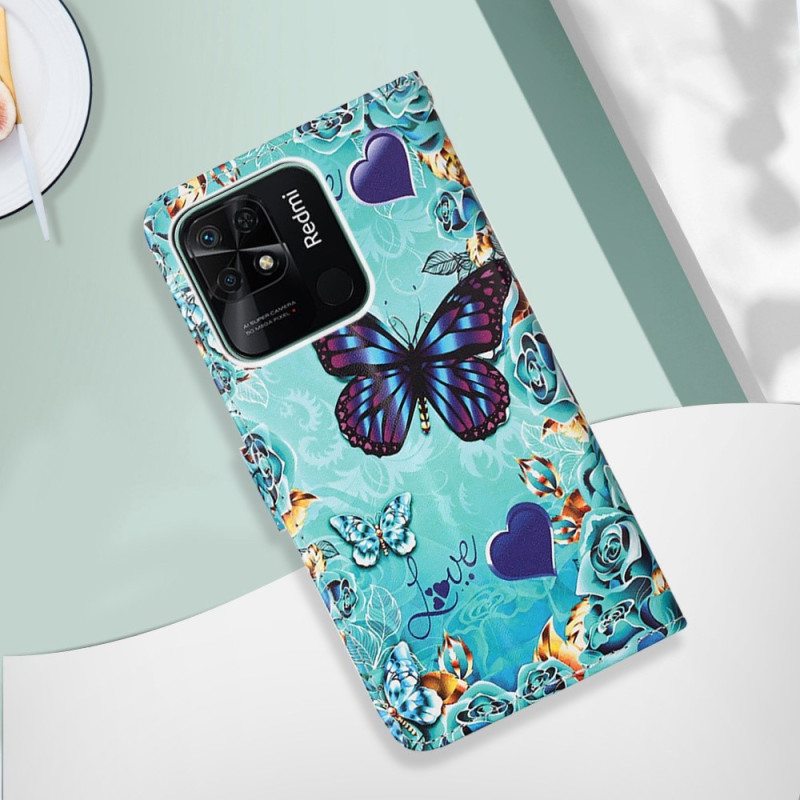 Kotelot Xiaomi Redmi 10C Suojaketju Kuori Strappy Flying Butterflies