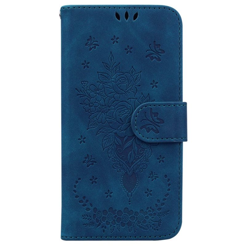 Kotelot Xiaomi Redmi 10C Suojaketju Kuori Strappy Ruusut Ja Perhoset