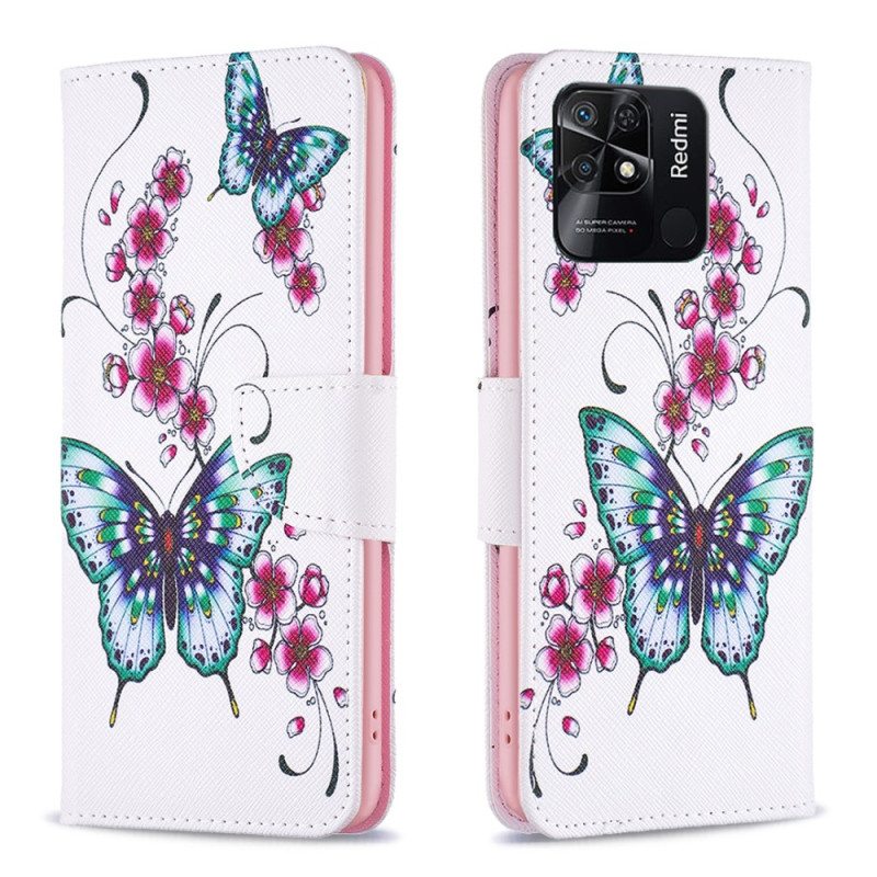 Kotelot Xiaomi Redmi 10C Värikkäitä Perhosia