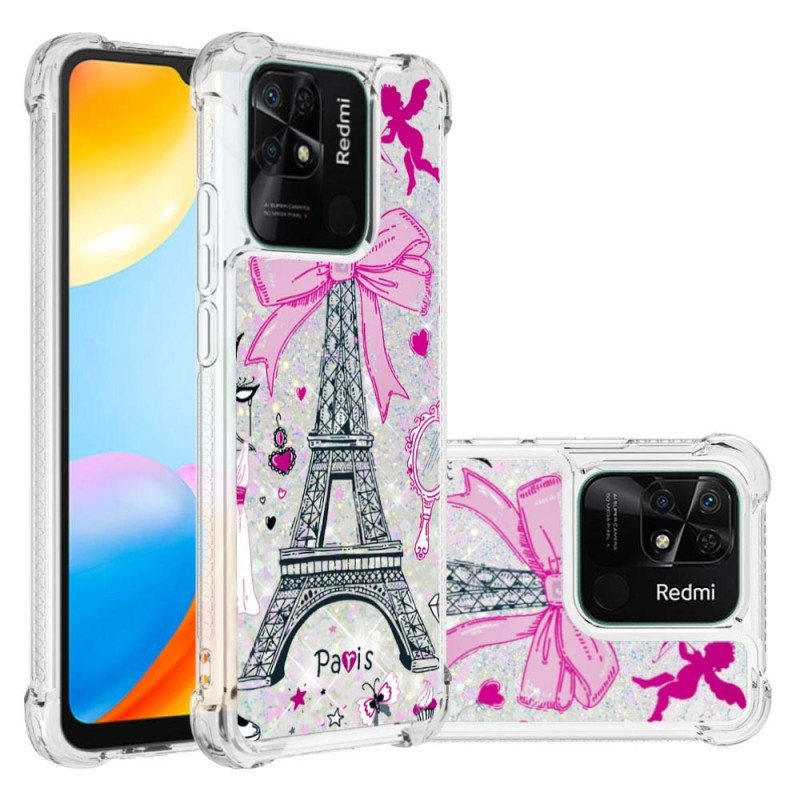 Kuori Xiaomi Redmi 10C Eiffel-tornin Paljetteja