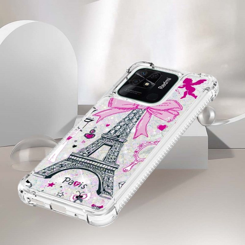Kuori Xiaomi Redmi 10C Eiffel-tornin Paljetteja