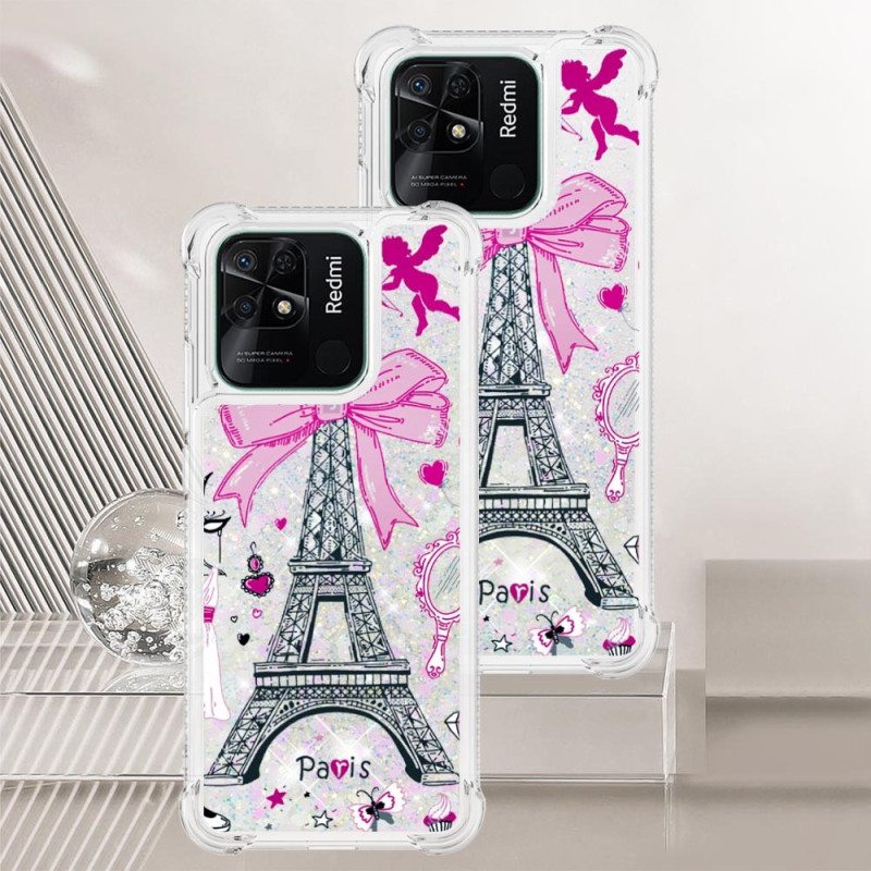 Kuori Xiaomi Redmi 10C Eiffel-tornin Paljetteja
