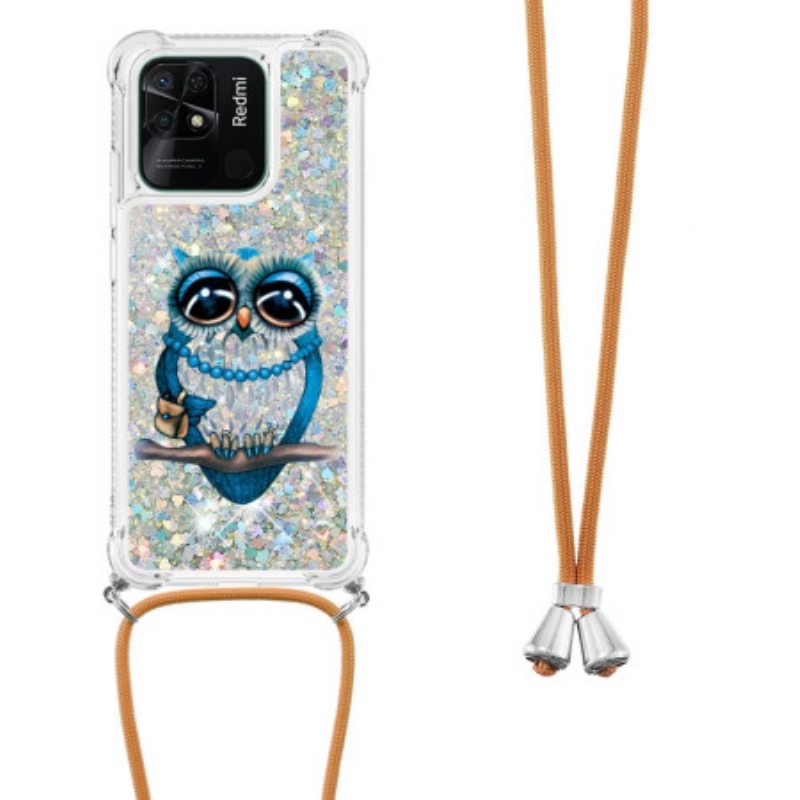 Kuori Xiaomi Redmi 10C Kiristysnyörillä Paljetti Kiristysnyöri Miss Owl