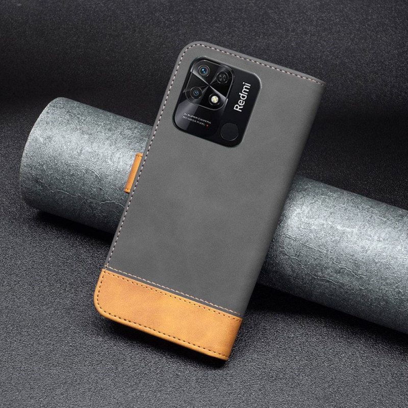 Nahkakotelo Xiaomi Redmi 10C Kaksisävyinen Keinonahka Binfen Väri