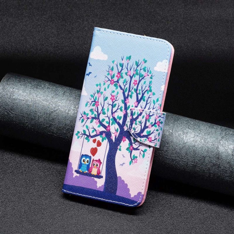 Nahkakotelo Xiaomi Redmi 10C Pöllöt Keinussa