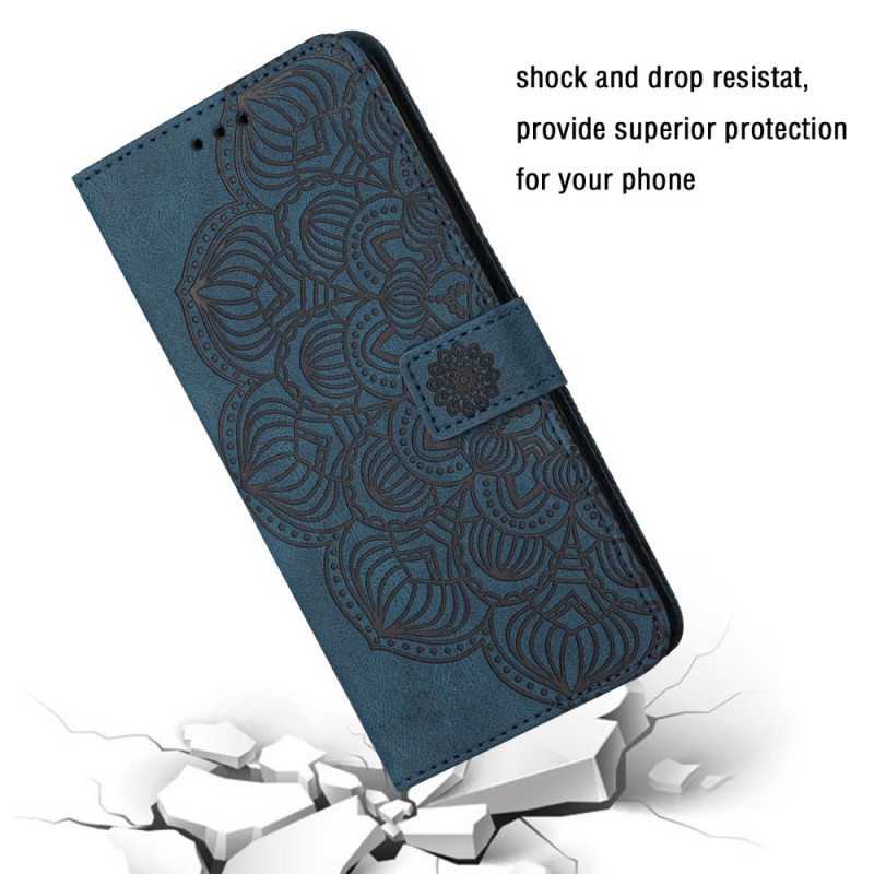 Nahkakotelo Xiaomi Redmi 10C Suojaketju Kuori Strappy Mandala