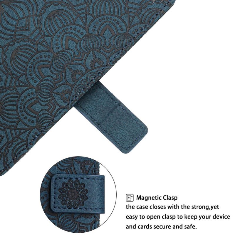 Nahkakotelo Xiaomi Redmi 10C Suojaketju Kuori Strappy Mandala