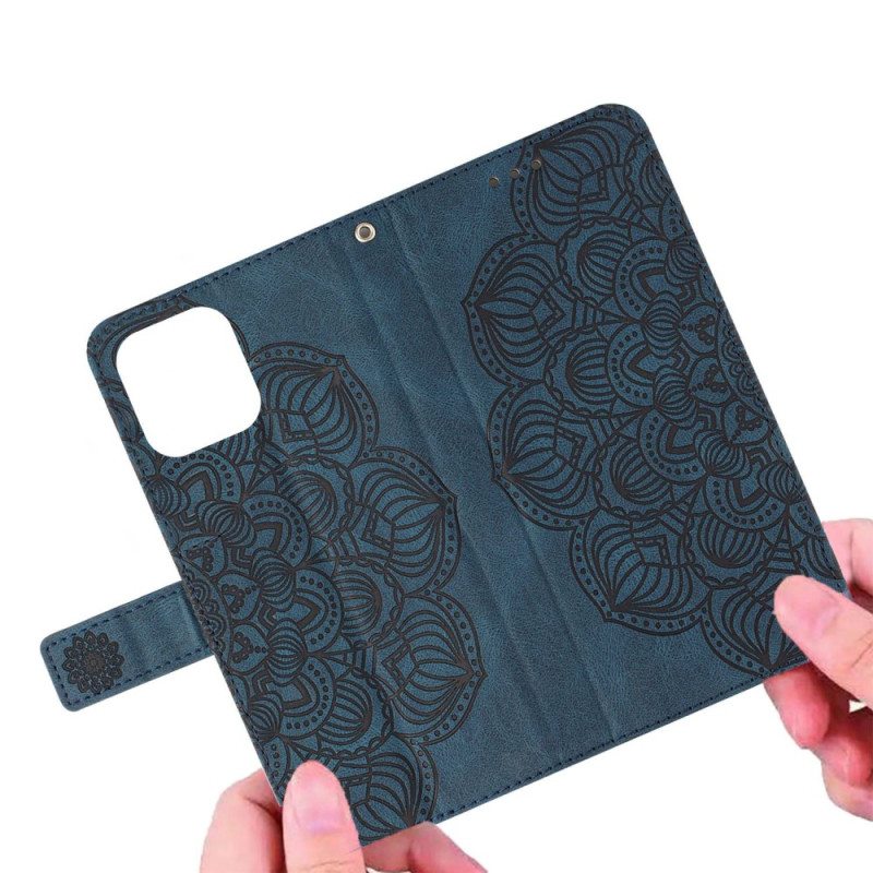 Nahkakotelo Xiaomi Redmi 10C Suojaketju Kuori Strappy Mandala