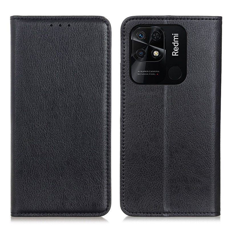 Puhelinkuoret Xiaomi Redmi 10C Kotelot Flip Litsi Haljasnahan Rakenne