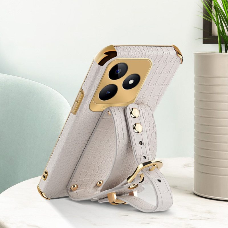 Kuori Realme C53 Krokotiilikuvioinen Rannekkeen Tuki