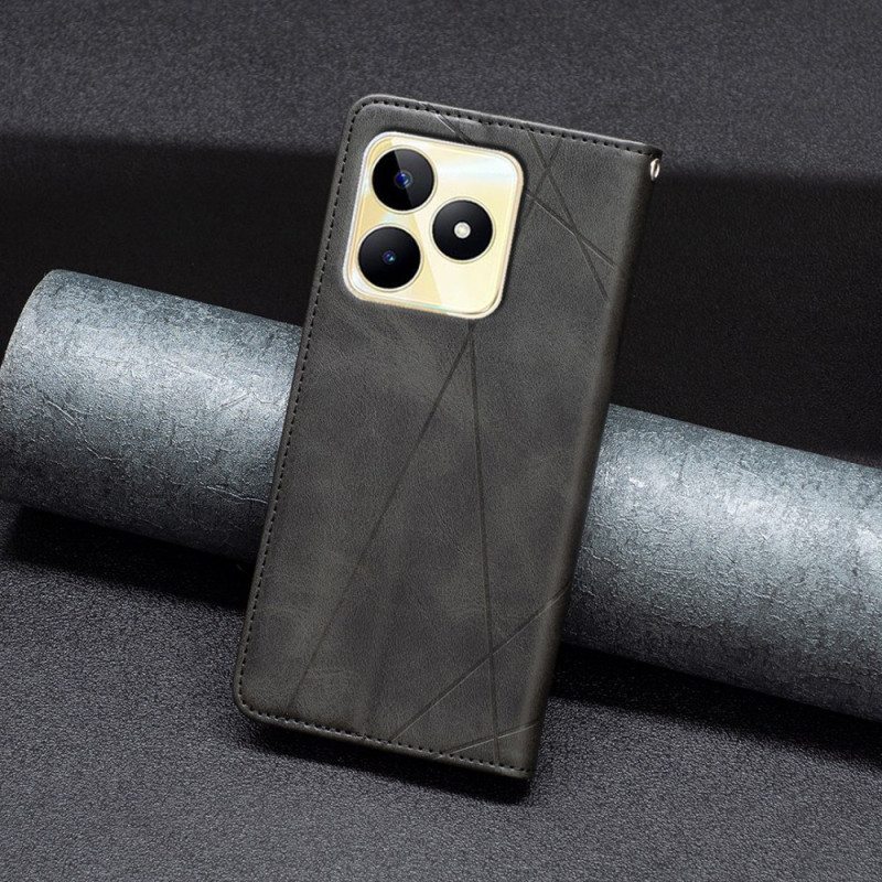 Nahkakotelo Realme C53 Geometrinen Kuvio