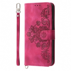 Kotelot Oneplus 13r Mokkanahkainen Pitsikuvio Jossa Hihna Ja Olkahihna Suojakuori