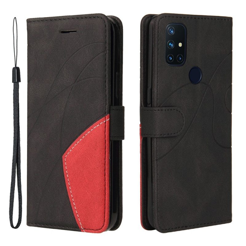 Flip Case OnePlus Nord N10 Kaksisävyinen Signature Faux Leather