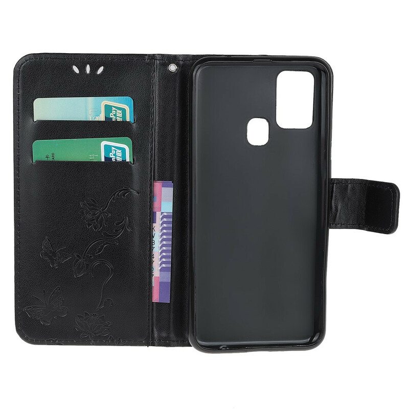 Kotelot OnePlus Nord N10 Suojaketju Kuori Stringit Perhosia Ja Kukkia
