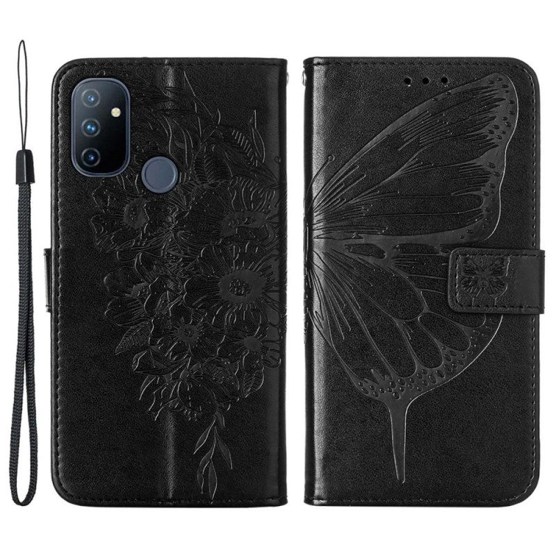 Kotelot OnePlus Nord N100 Suojaketju Kuori Strappy Butterfly Design