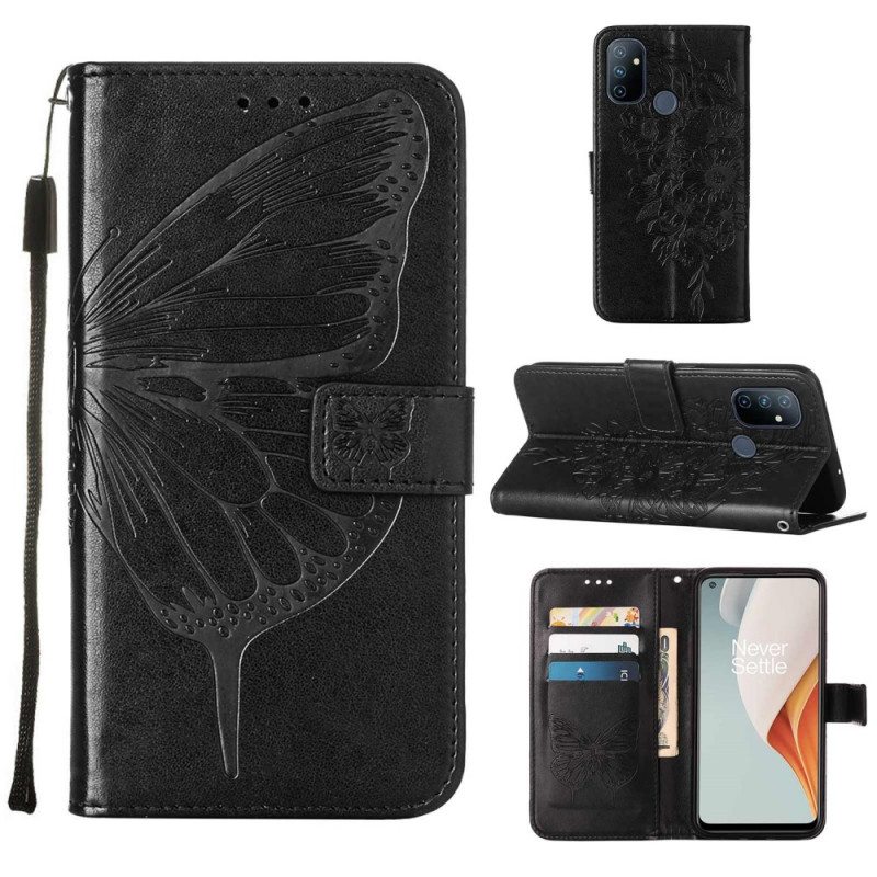 Kotelot OnePlus Nord N100 Suojaketju Kuori Strappy Butterfly Design