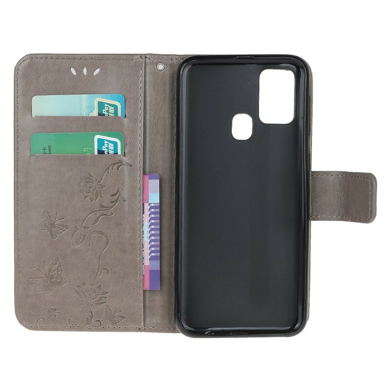 Kotelot OnePlus Nord N100 Suojaketju Kuori Stringit Perhosia Ja Kukkia
