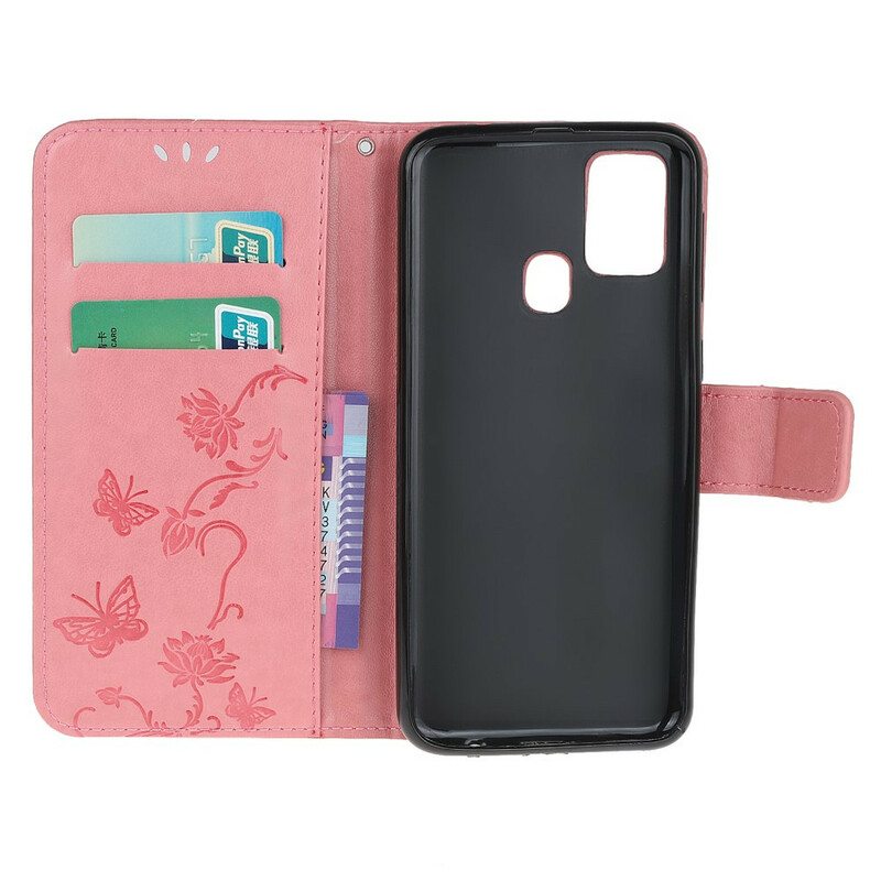 Kotelot OnePlus Nord N100 Suojaketju Kuori Stringit Perhosia Ja Kukkia