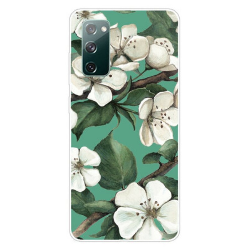 Case Samsung Galaxy S20 FE Maalattuja Valkoisia Kukkia