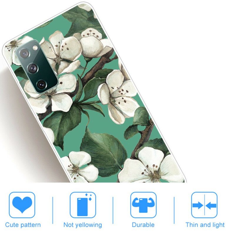 Case Samsung Galaxy S20 FE Maalattuja Valkoisia Kukkia