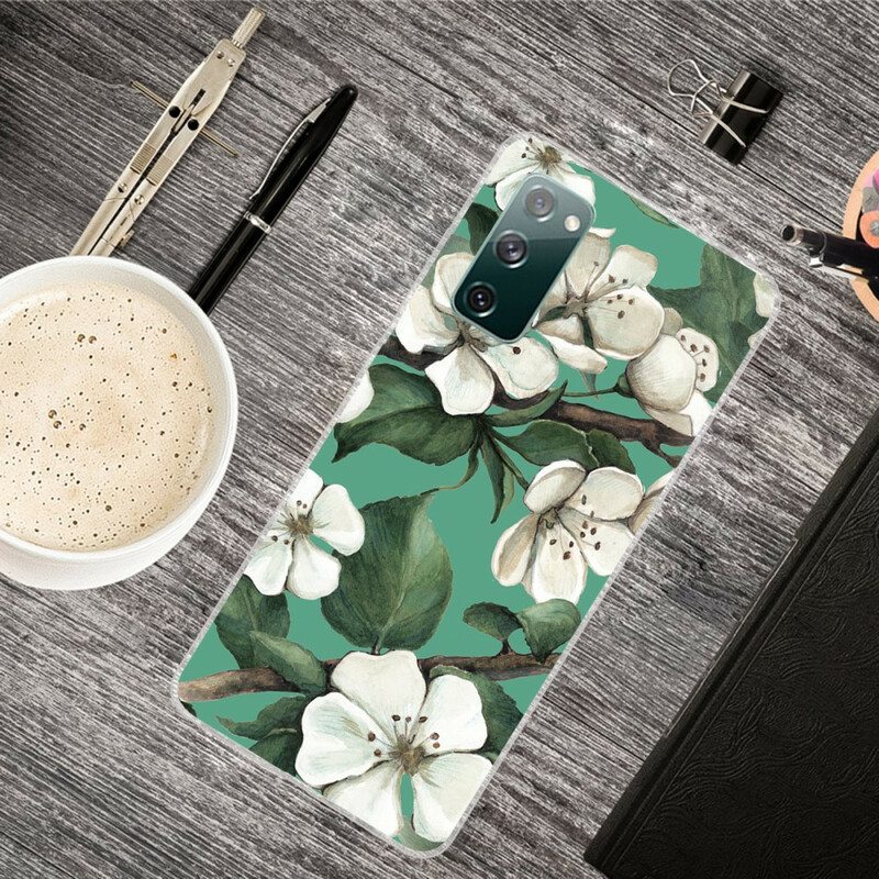 Case Samsung Galaxy S20 FE Maalattuja Valkoisia Kukkia