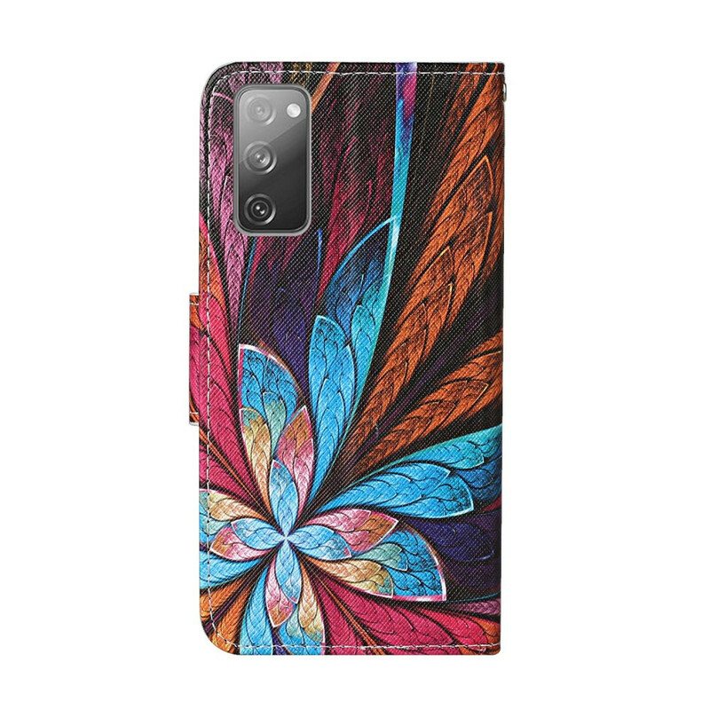 Flip Case Samsung Galaxy S20 FE Värilliset Lakanat Kaulanauhalla