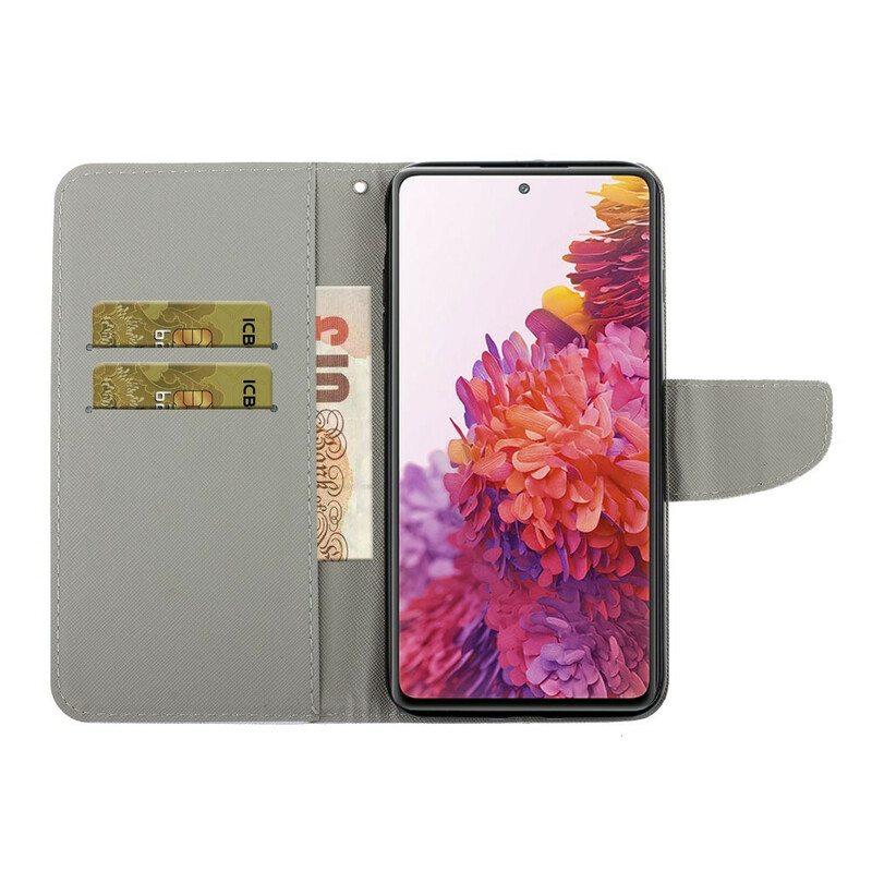 Flip Case Samsung Galaxy S20 FE Värilliset Lakanat Kaulanauhalla