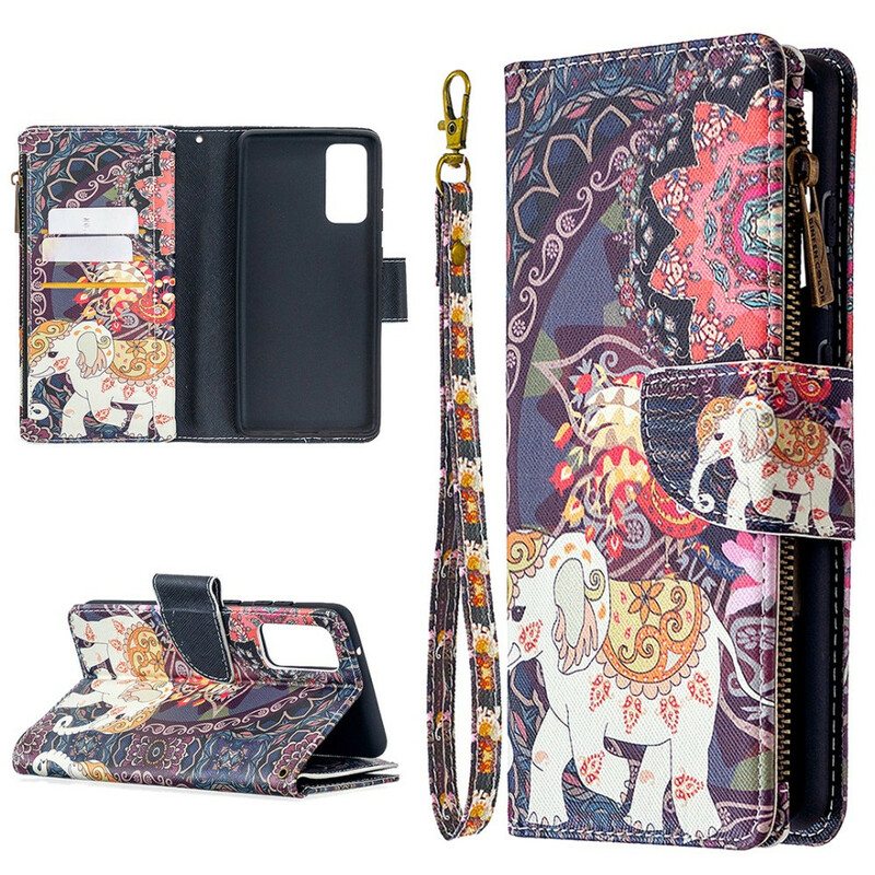 Kotelot Samsung Galaxy S20 FE Elephant Vetoketjullinen Tasku