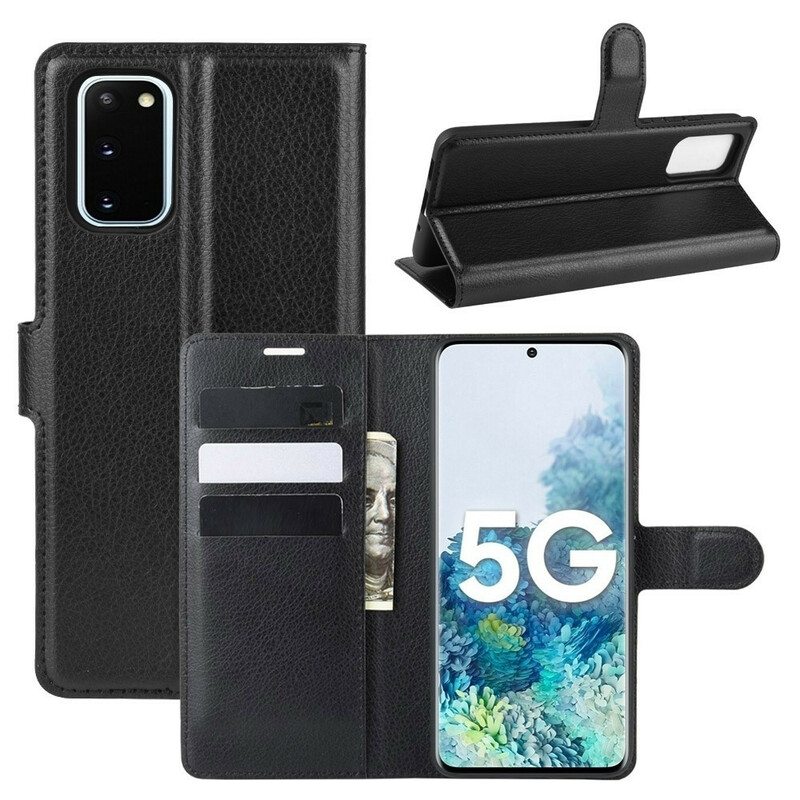 Kotelot Samsung Galaxy S20 FE Klassinen Litsi Tekonahka