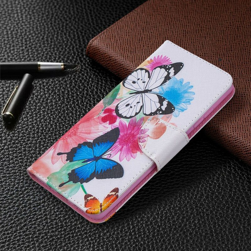 Kotelot Samsung Galaxy S20 FE Maalattuja Perhosia Ja Kukkia