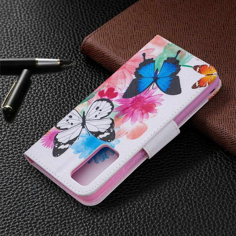 Kotelot Samsung Galaxy S20 FE Maalattuja Perhosia Ja Kukkia