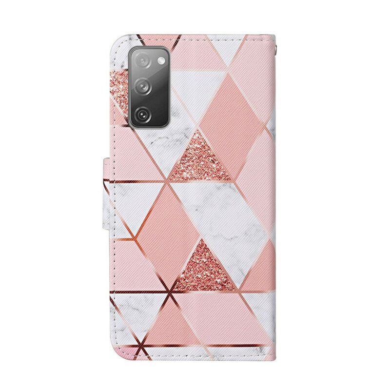 Kotelot Samsung Galaxy S20 FE Marmori Ja Paljetteja Hihnalla