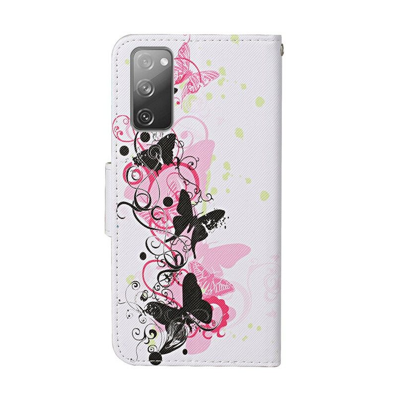 Kotelot Samsung Galaxy S20 FE Perhosia Ja Kaulanauhaa