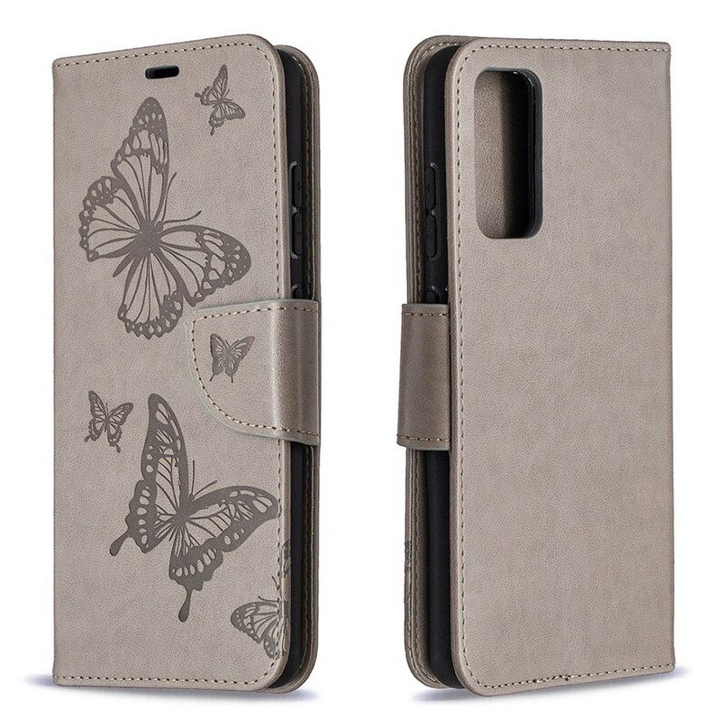 Kotelot Samsung Galaxy S20 FE Perhosia Lennossa Lanyardin Kanssa