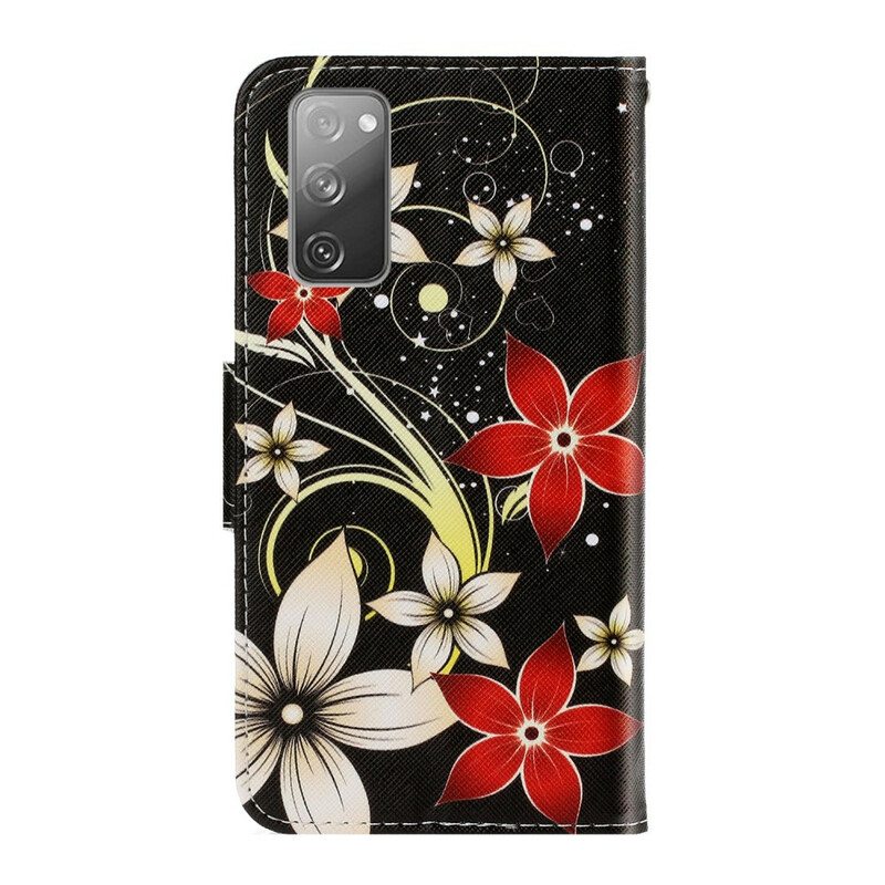 Kotelot Samsung Galaxy S20 FE Suojaketju Kuori Värikkäitä Strappy-kukkia