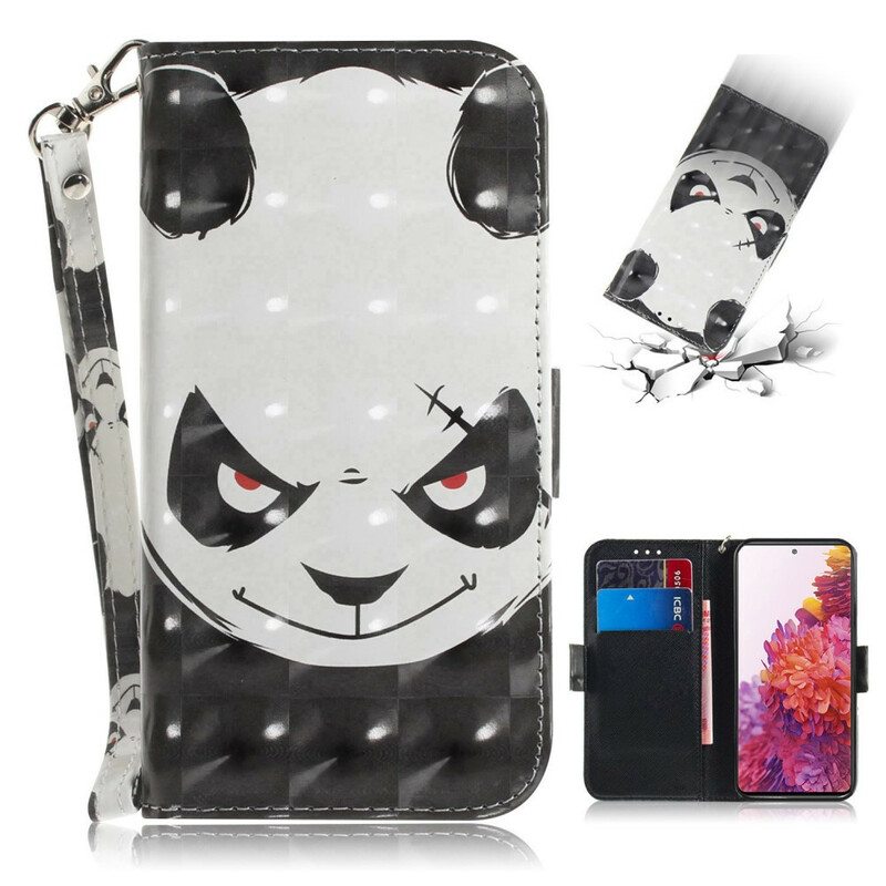 Kotelot Samsung Galaxy S20 FE Suojaketju Kuori Vihainen Panda Kaulanauhan Kanssa