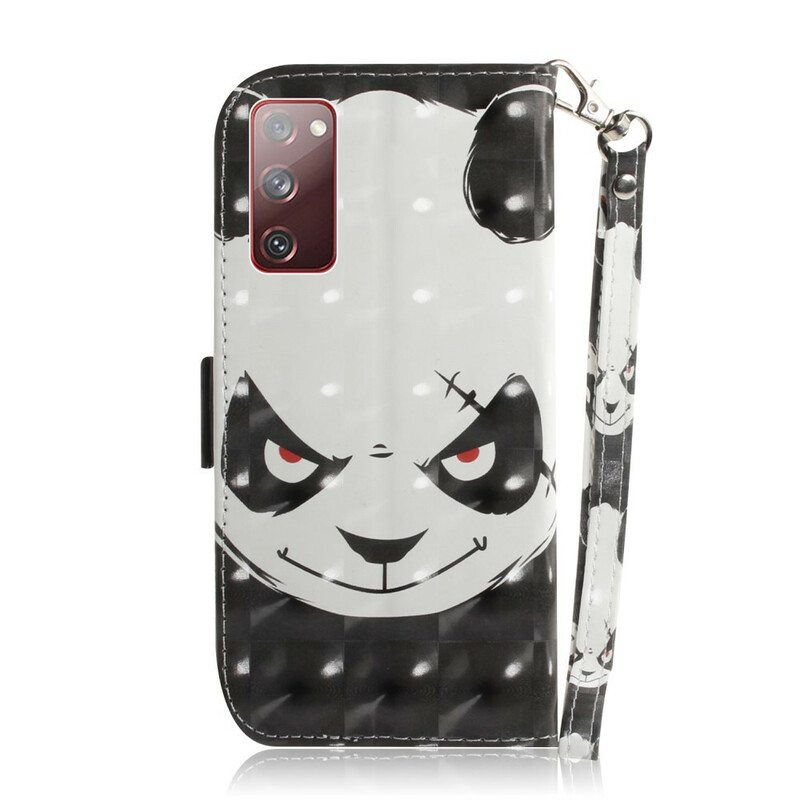 Kotelot Samsung Galaxy S20 FE Suojaketju Kuori Vihainen Panda Kaulanauhan Kanssa