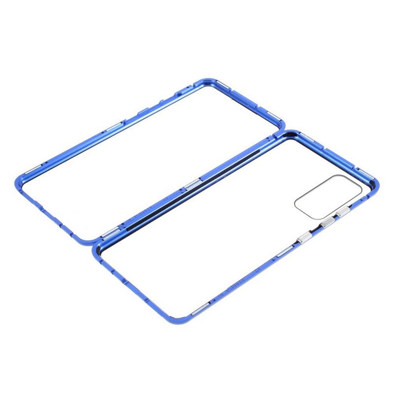 Kuori Samsung Galaxy S20 FE Metallireunat Ja Karkaistu Lasi Takaosa
