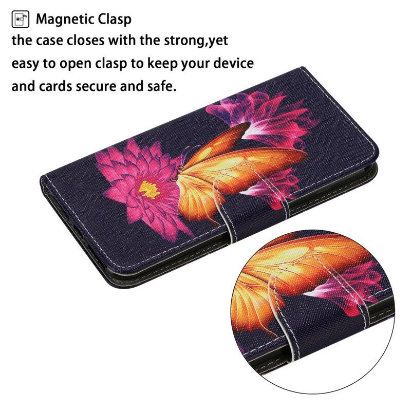 Nahkakotelo Samsung Galaxy S20 FE Butterfly Ja Lotus