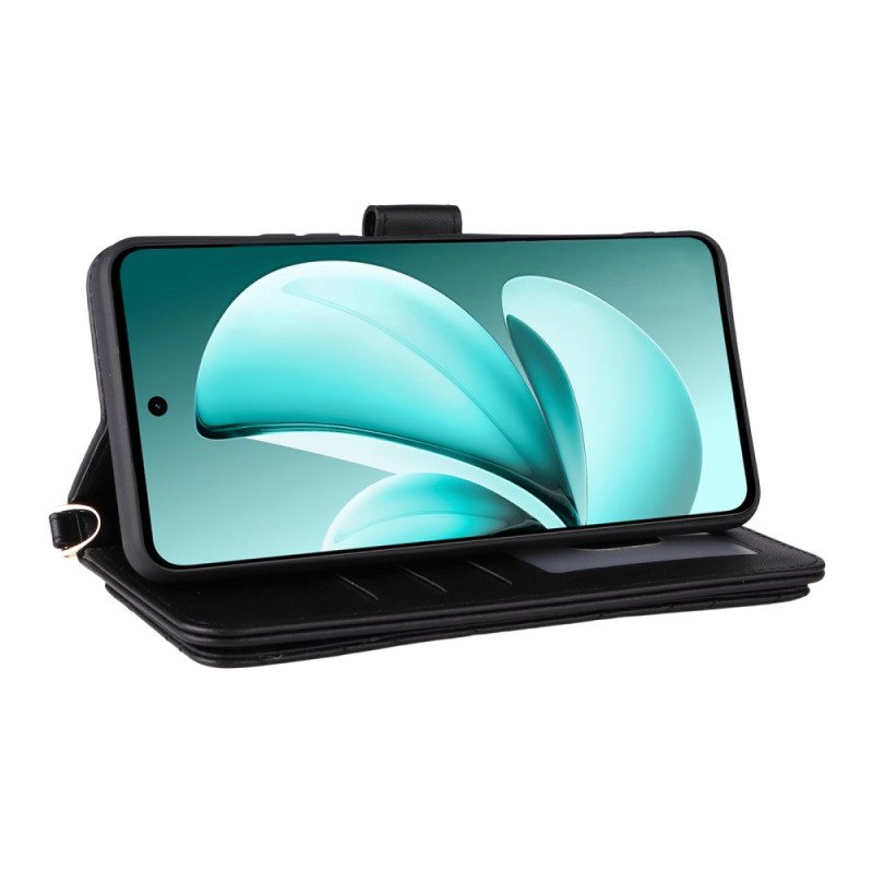 Lederhüllen Realme C71 Gesteppt Mit Schulter- Und Handgelenkschlaufe