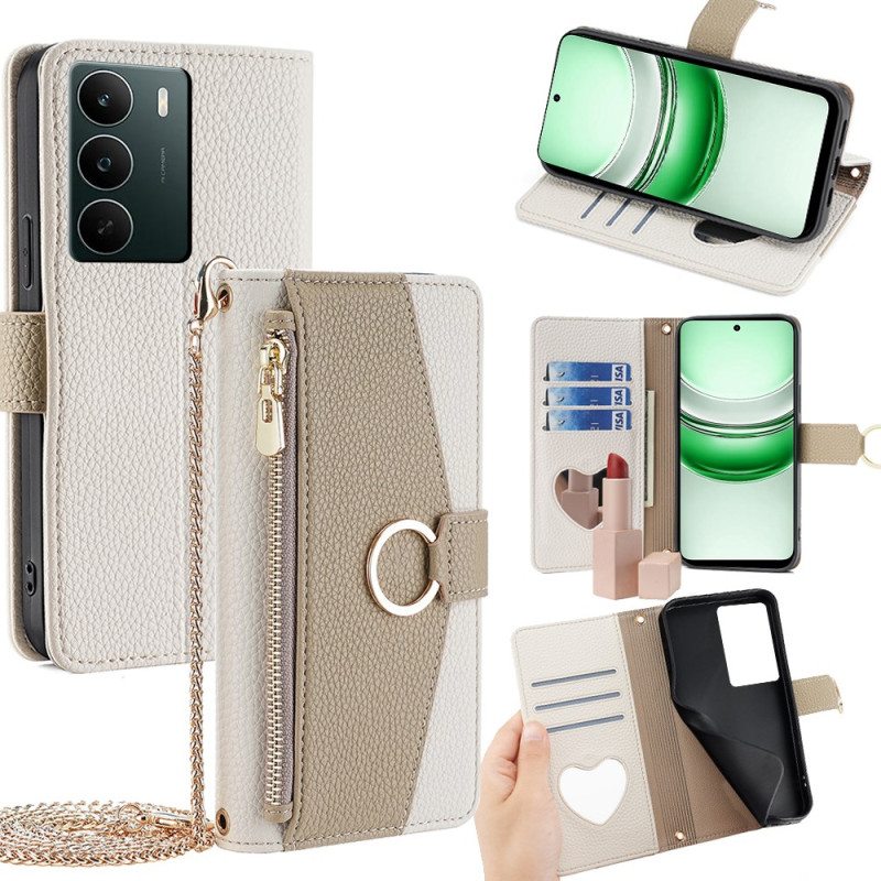 Lederhüllen Realme C71 Handyhülle Geldbörse Mit Spiegel Und Kette