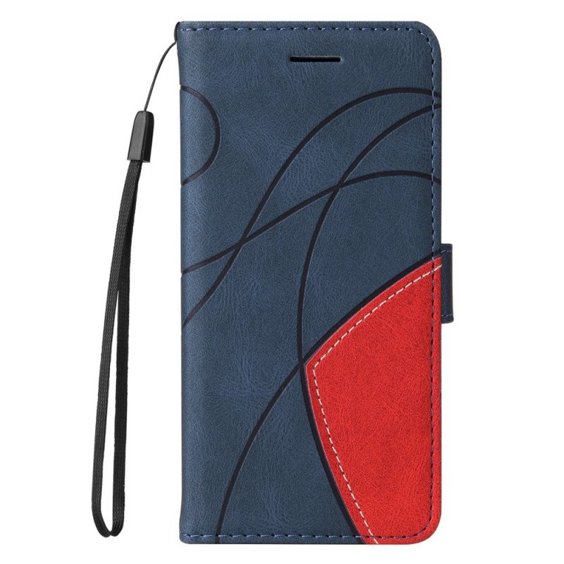 Flip Case Vivo Y16 Suojaketju Kuori Kaksivärinen Hihna