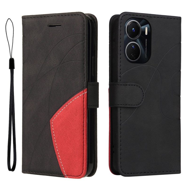 Flip Case Vivo Y16 Suojaketju Kuori Kaksivärinen Hihna