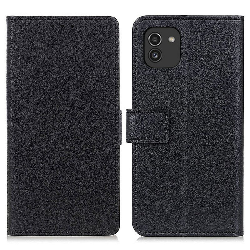 Nahkakotelo Samsung Galaxy A03 Klassinen Nahkaefekti